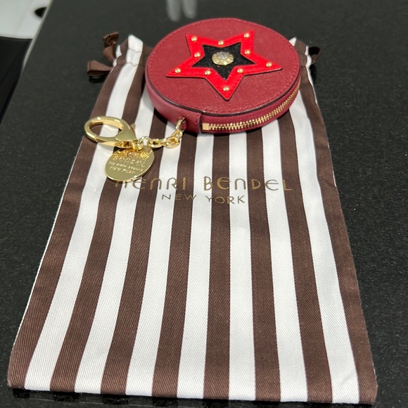 henri bendel Accessories - HENRI BENDEL ROUND DECORATIVE COIN RIVET STAR, KEY FOB ZIP BAG CHARM